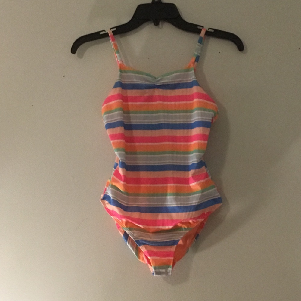Girls' Multicolor Stripe One-Piece Swimsuit